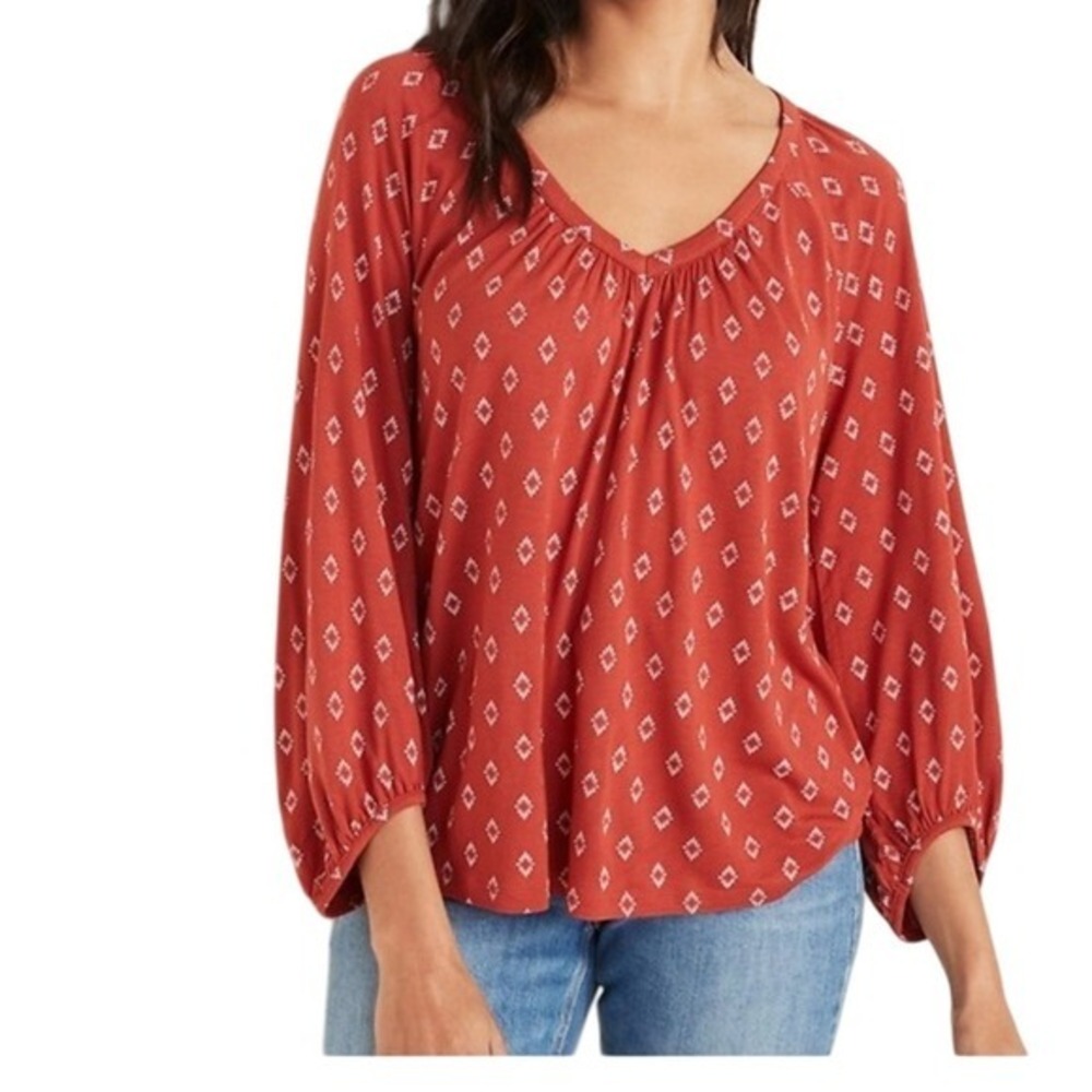OLD NAVY Women's Shirred Raglan-Sleeve Large Casual V-neck Top 100% Rayon SZ L